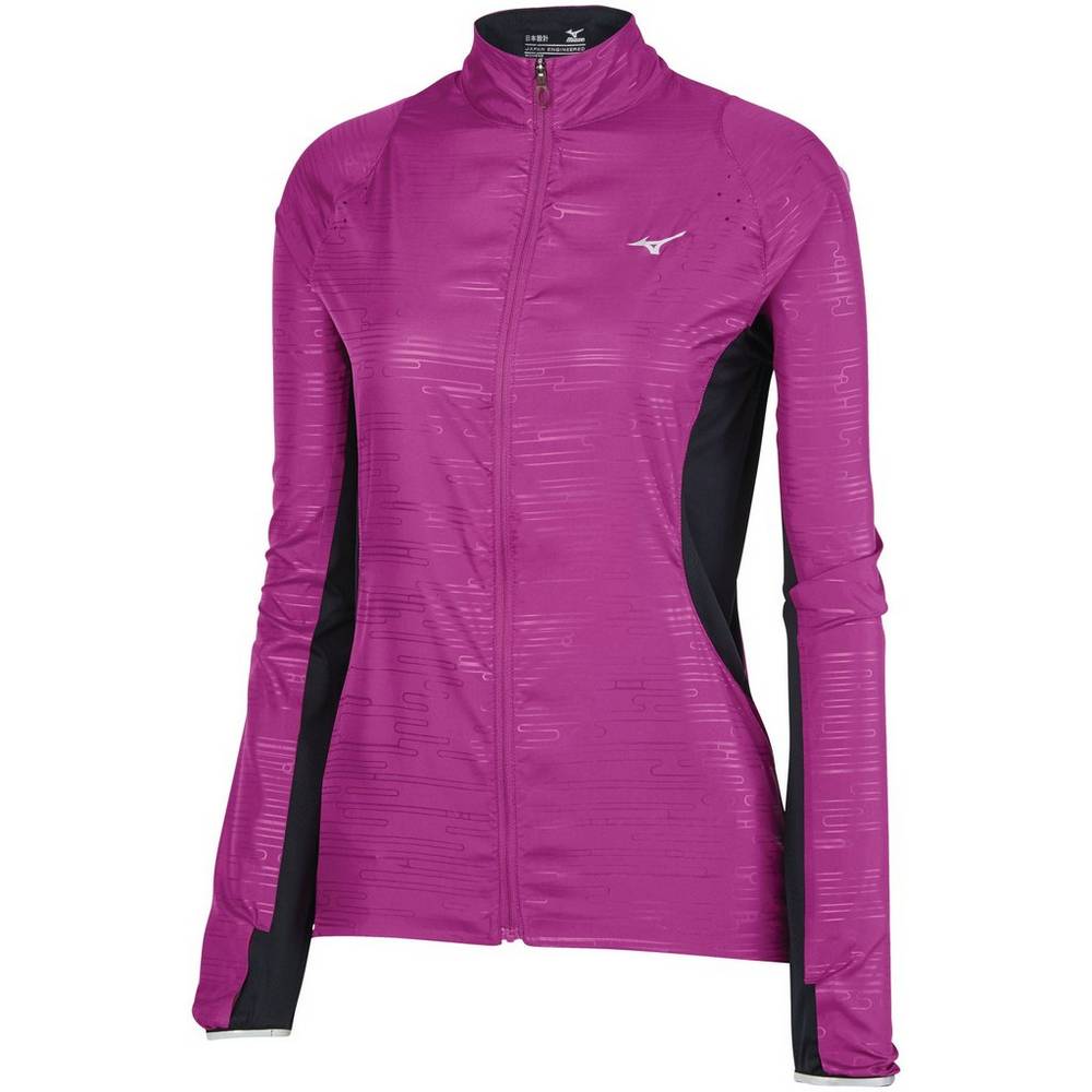 Womens Mizuno Aero Running Jacket Purple/Black Philippines (UCWIAK052)